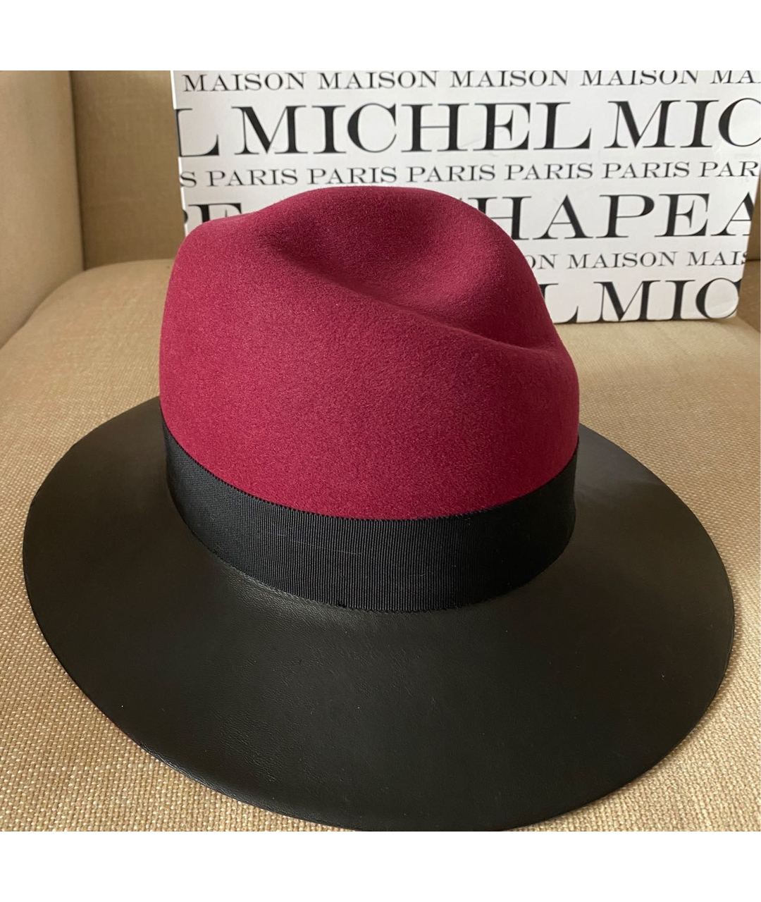 MAISON MICHEL Бордовая шляпа, фото 6
