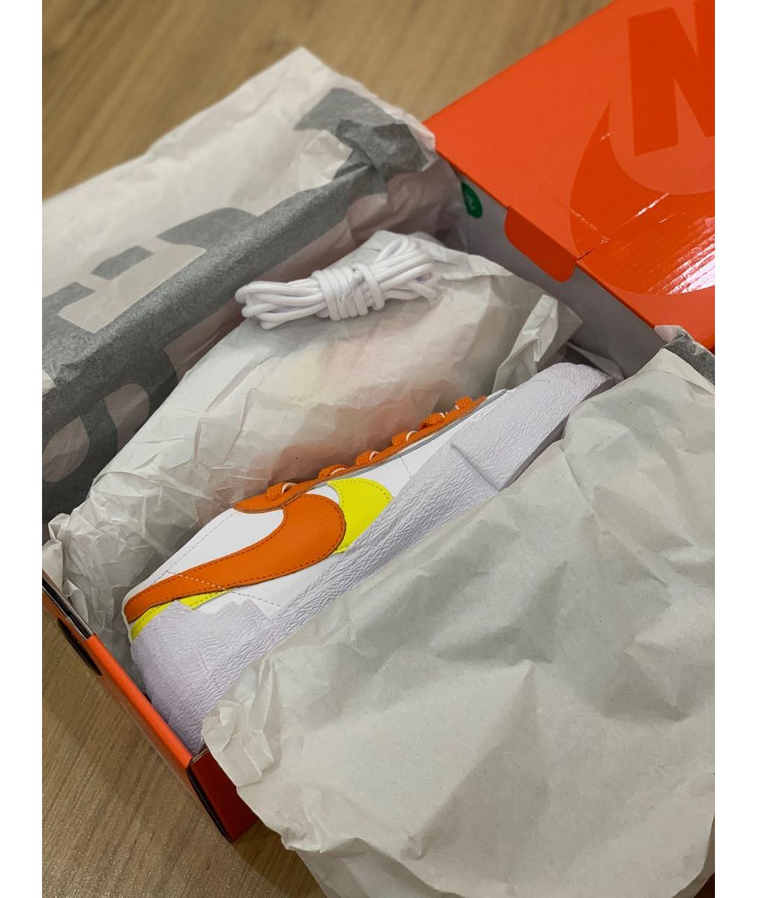 NIKE Белые кожаные низкие кроссовки / кеды, фото 5