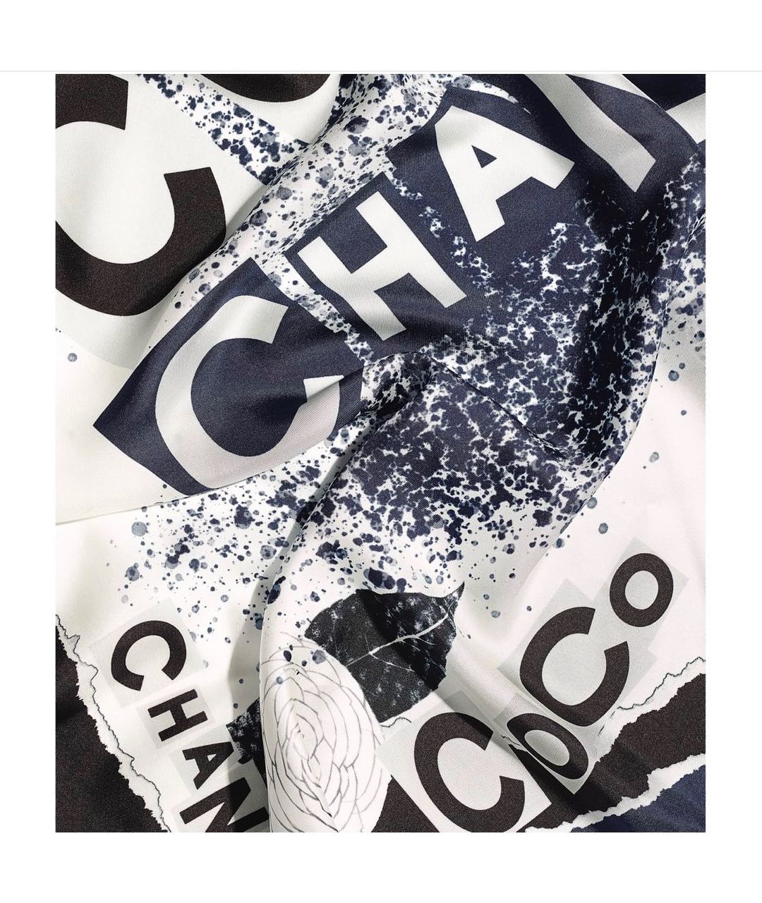 CHANEL PRE-OWNED Темно-синий шелковый шарф, фото 2