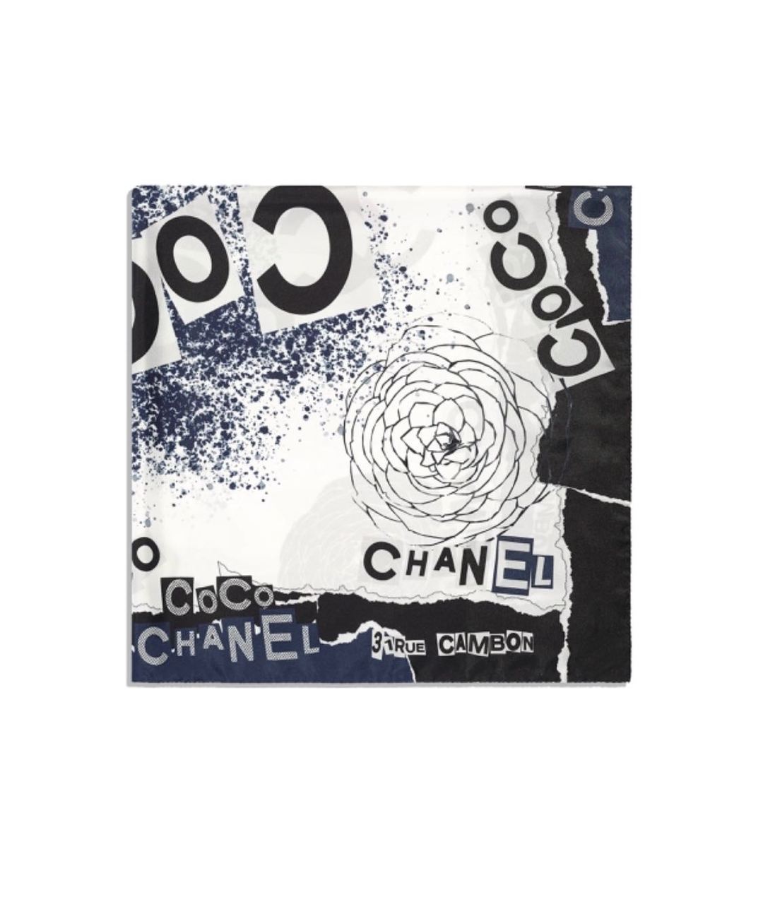 CHANEL PRE-OWNED Темно-синий шелковый шарф, фото 4