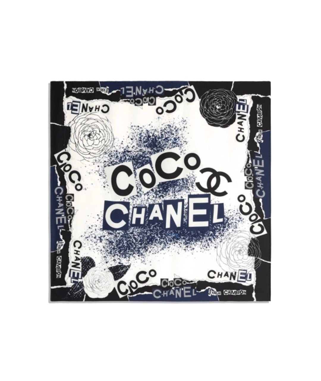CHANEL PRE-OWNED Темно-синий шелковый шарф, фото 1