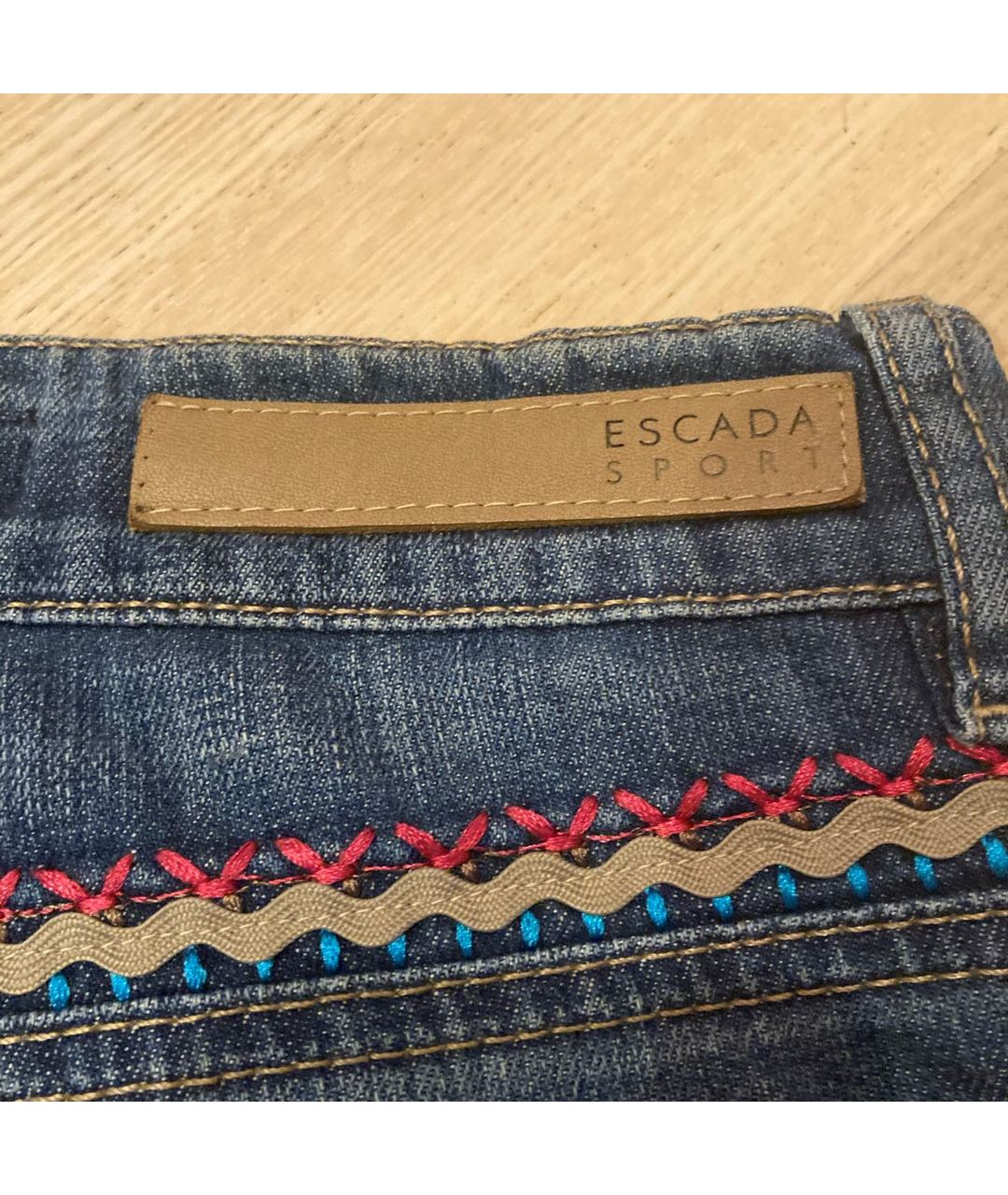 ESCADA Синие хлопко-эластановые прямые джинсы, фото 5