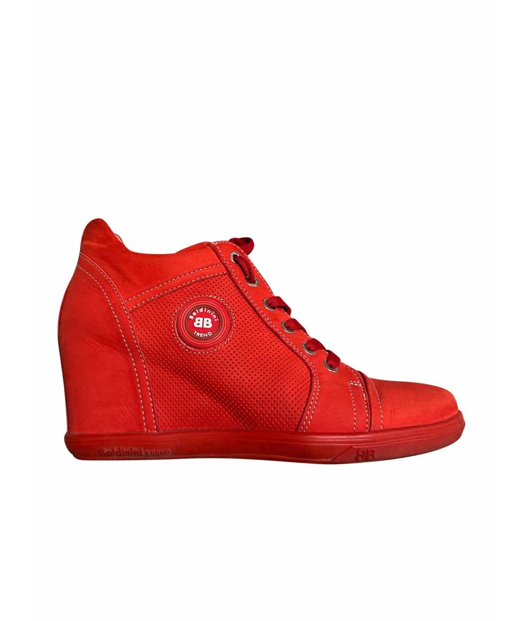 BALDININI Красные нубуковые ботинки, фото 1