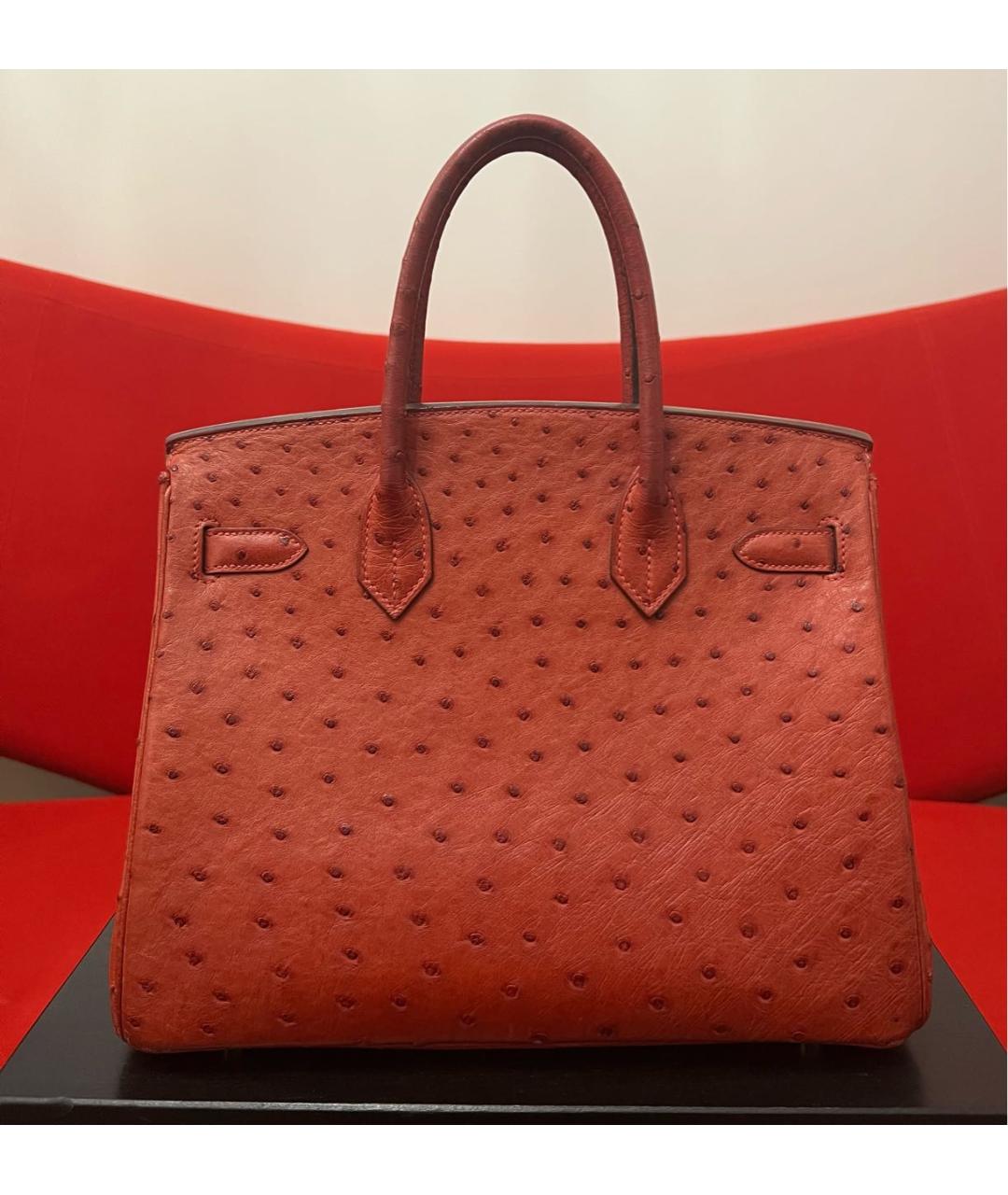 HERMES Красная кожаная сумка с короткими ручками, фото 3