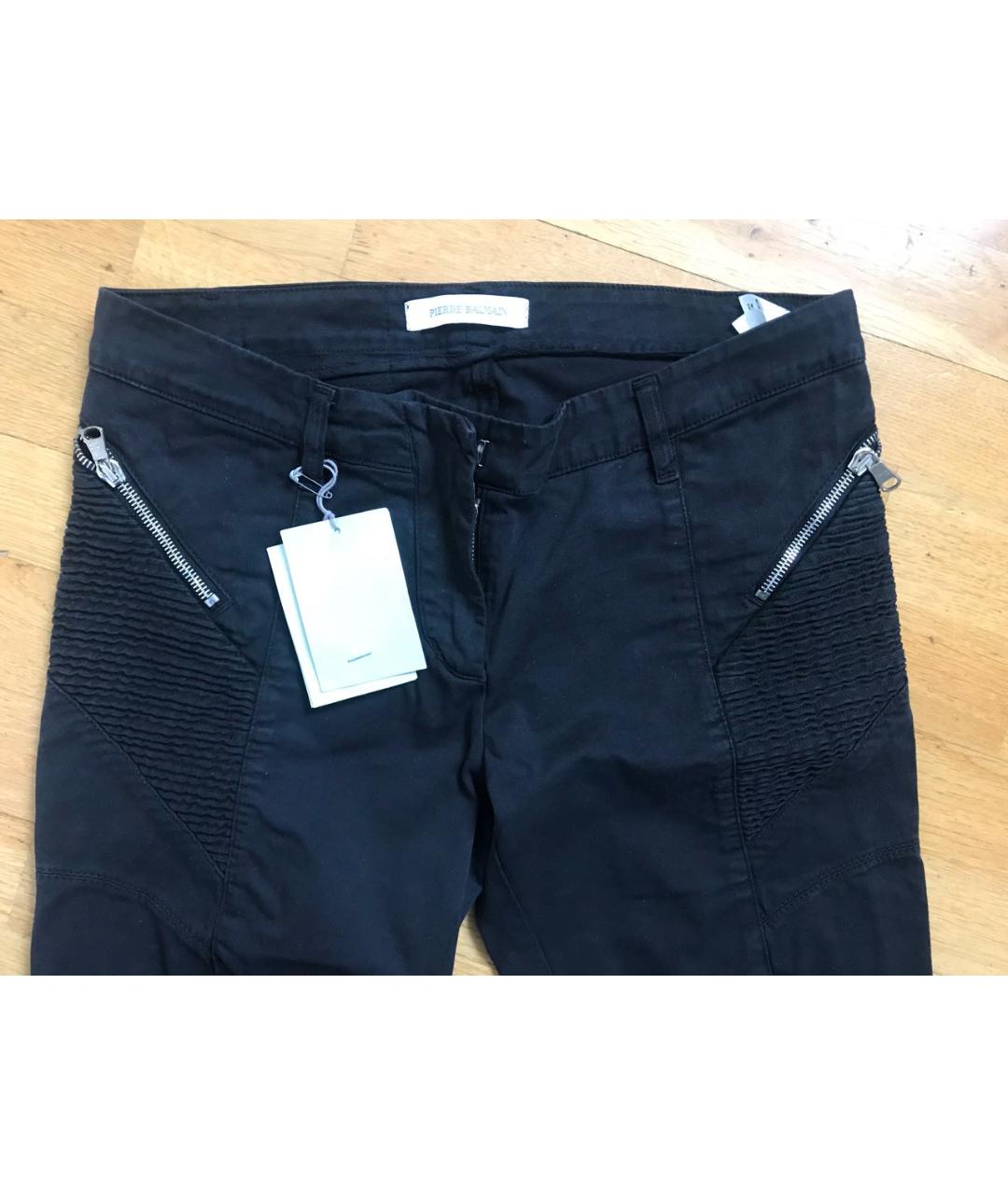 PIERRE BALMAIN Черные хлопко-эластановые брюки узкие, фото 2