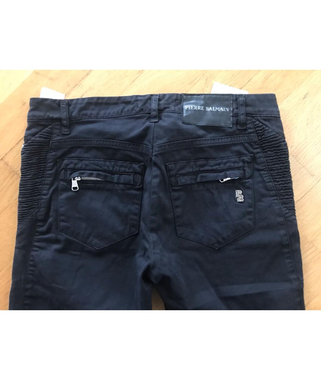 PIERRE BALMAIN Черные хлопко-эластановые брюки узкие, фото 7