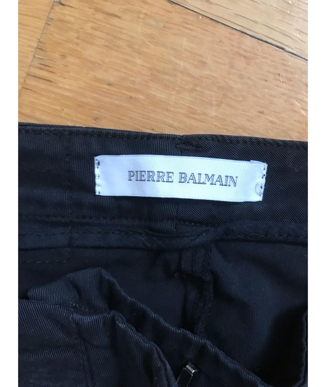 PIERRE BALMAIN Черные хлопко-эластановые брюки узкие, фото 3