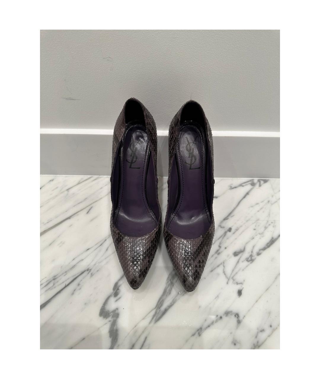 SAINT LAURENT Фиолетовые кожаные туфли, фото 2