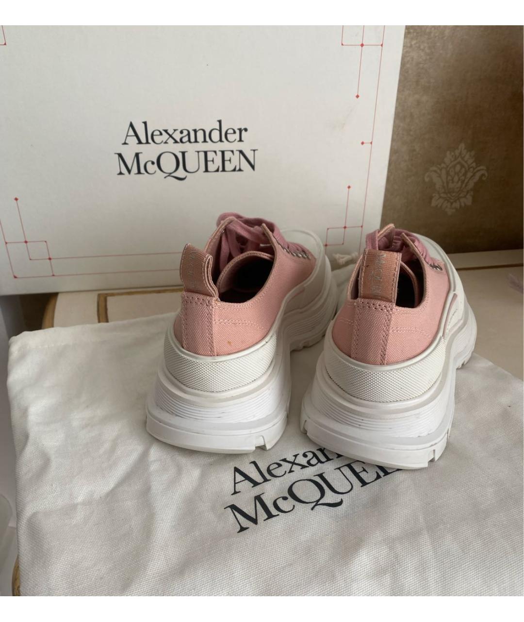 ALEXANDER MCQUEEN Розовые текстильные кеды, фото 4
