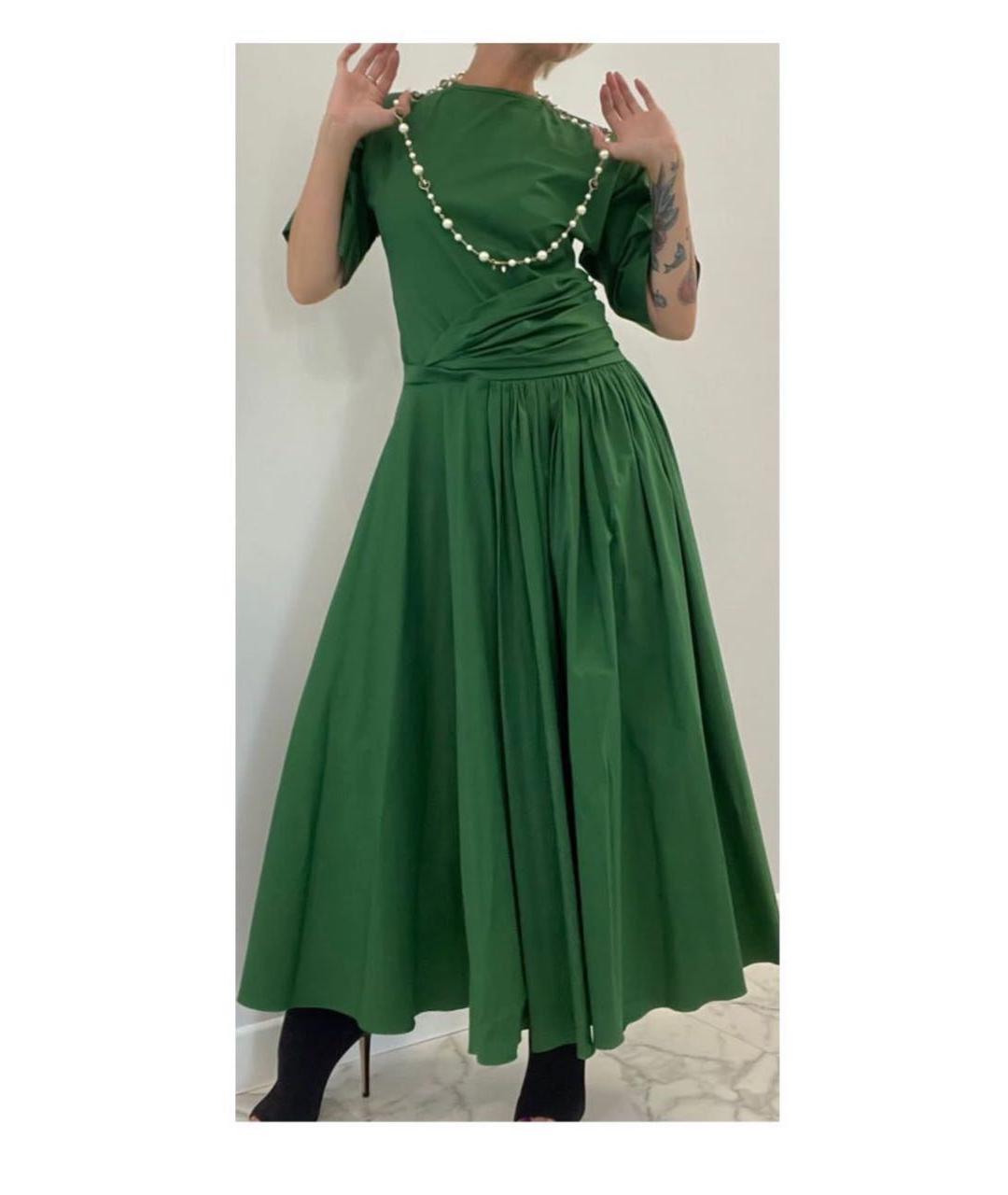 ROCHAS Зеленые хлопко-эластановое вечернее платье, фото 2