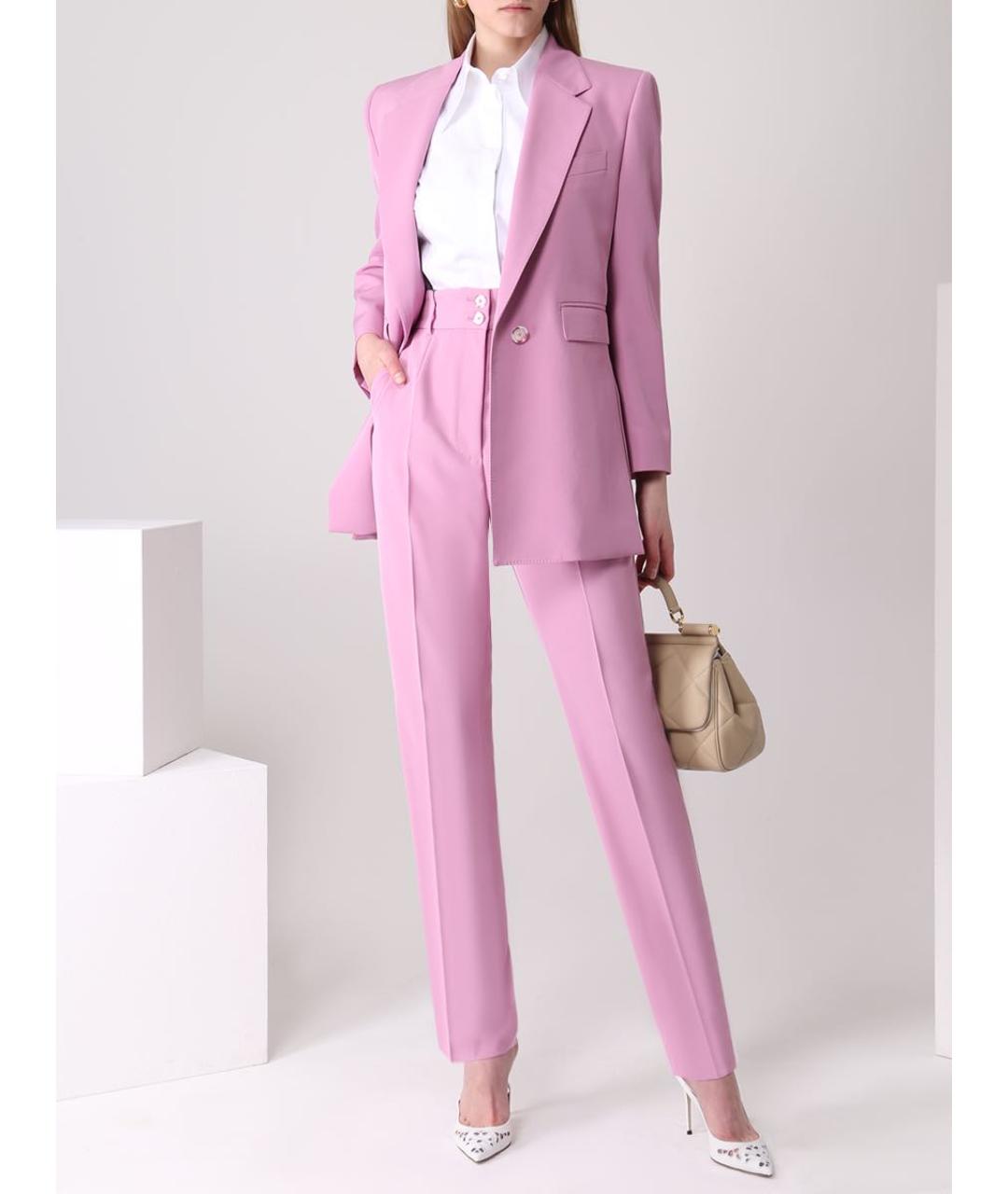 DOLCE&GABBANA Розовые полиэстеровые брюки узкие, фото 7