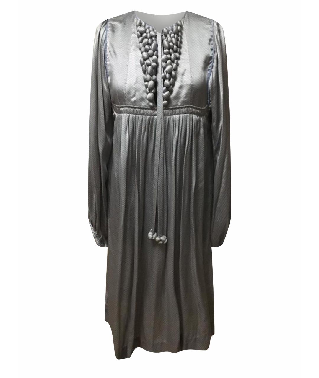 BY MALENE BIRGER Серебряное шелковое вечернее платье, фото 1