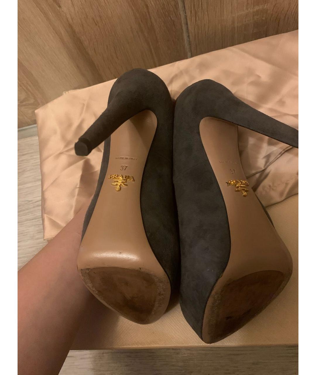 PRADA Серые кожаные туфли, фото 5