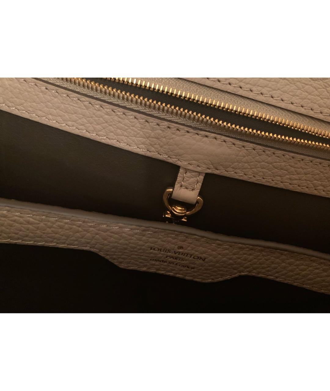 LOUIS VUITTON Бежевая кожаная сумка с короткими ручками, фото 8