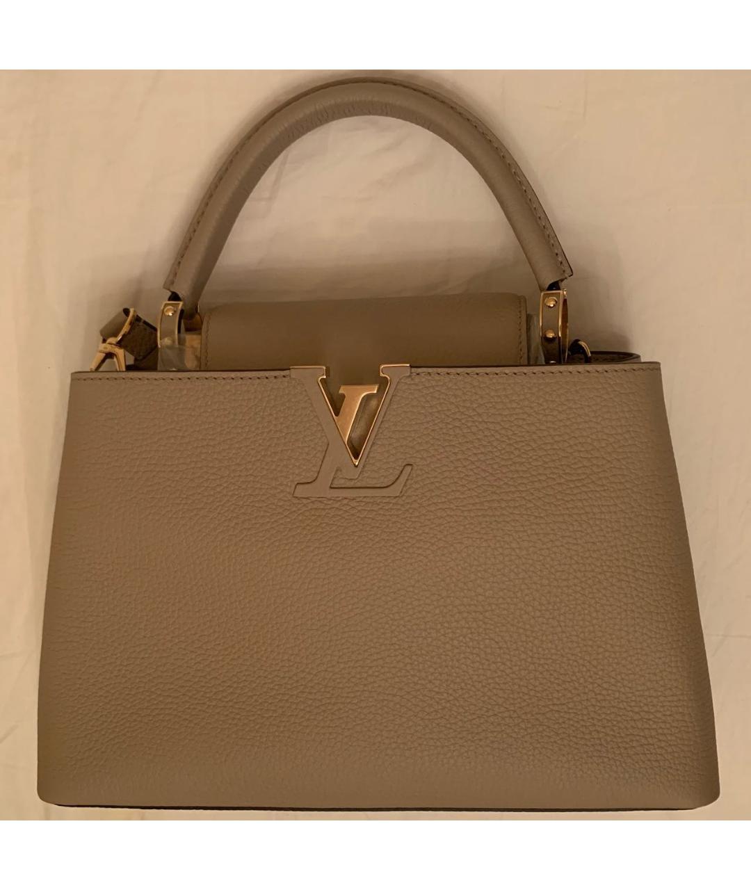 LOUIS VUITTON Бежевая кожаная сумка с короткими ручками, фото 2