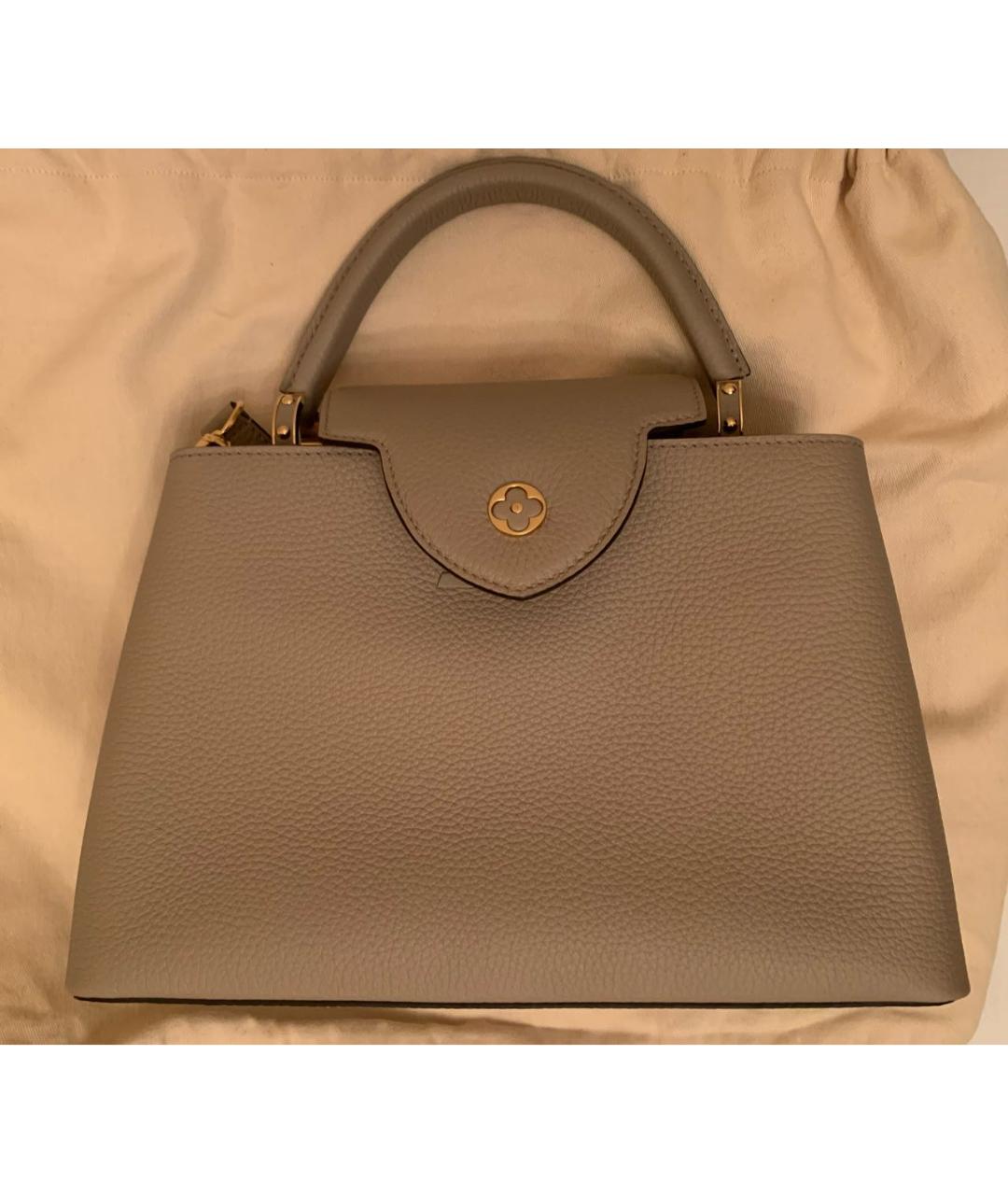 LOUIS VUITTON Бежевая кожаная сумка с короткими ручками, фото 6