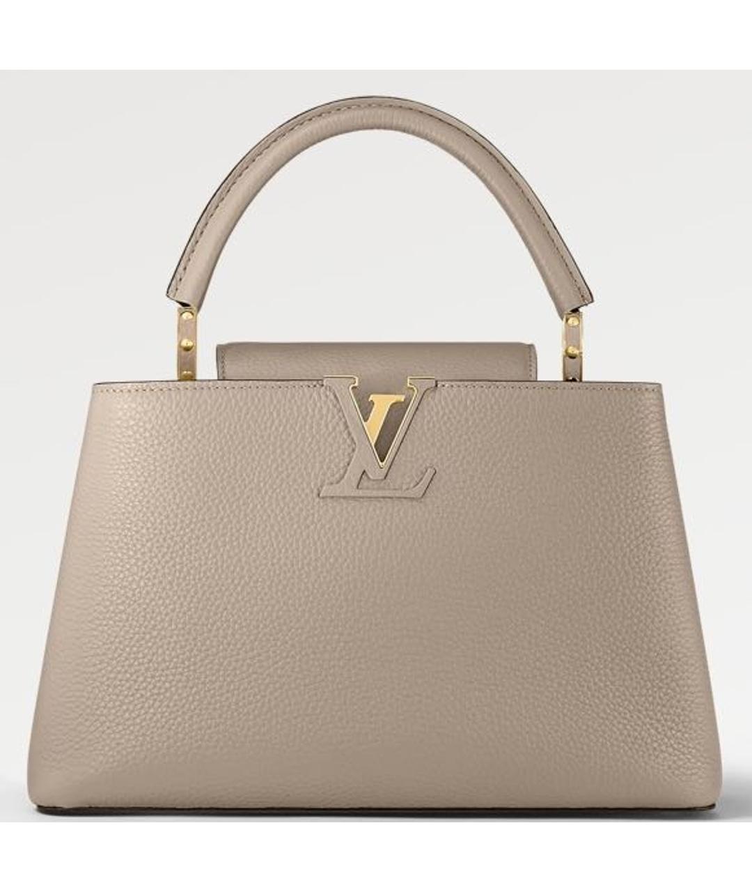 LOUIS VUITTON Бежевая кожаная сумка с короткими ручками, фото 9