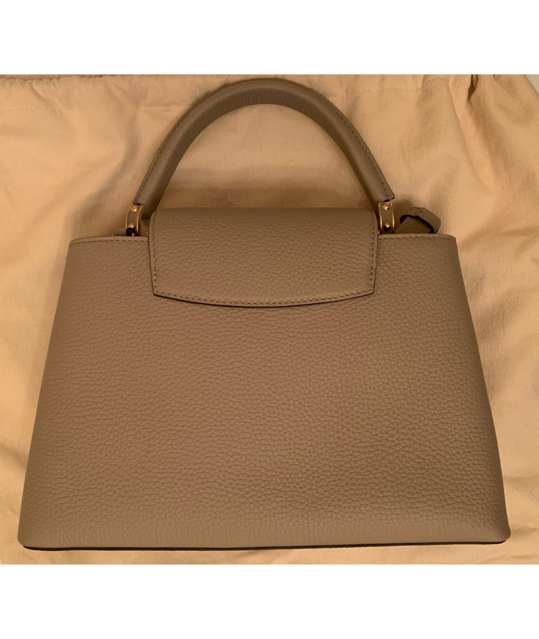 LOUIS VUITTON Бежевая кожаная сумка с короткими ручками, фото 3