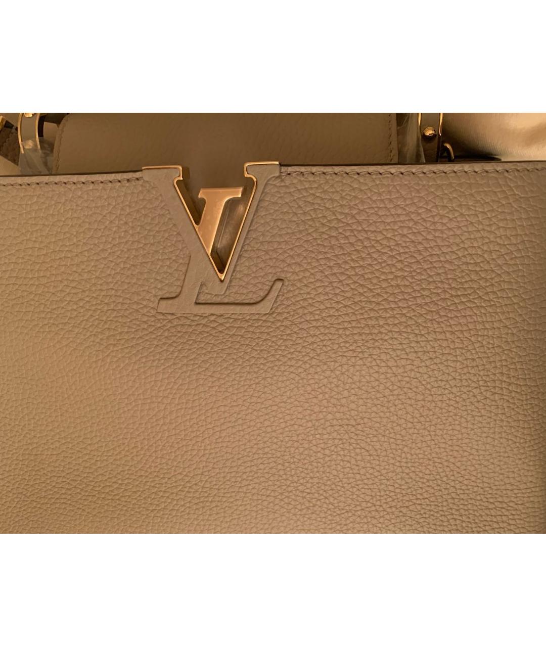 LOUIS VUITTON Бежевая кожаная сумка с короткими ручками, фото 5