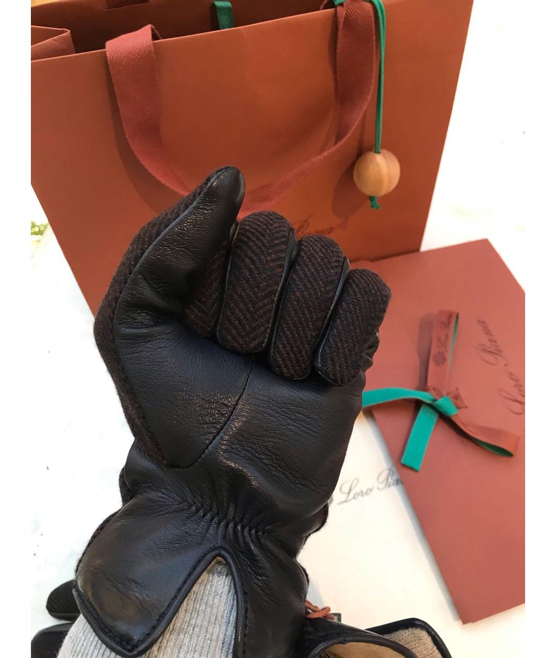 LORO PIANA Коричневые кашемировые перчатки, фото 5