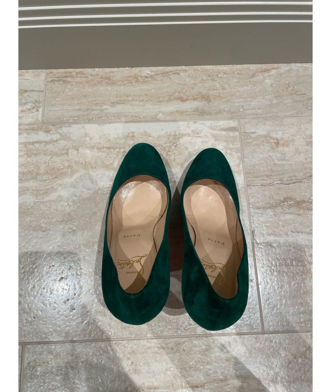 CHRISTIAN LOUBOUTIN Зеленые замшевые туфли, фото 3