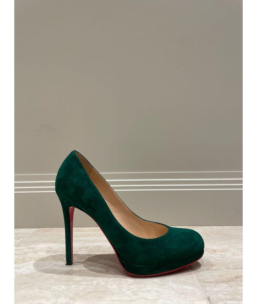 CHRISTIAN LOUBOUTIN Зеленые замшевые туфли, фото 5