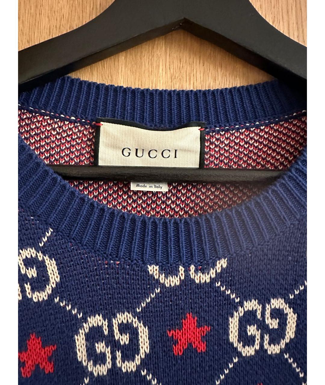 GUCCI Синий хлопковый джемпер / свитер, фото 3