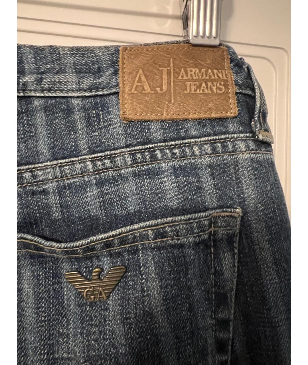 ARMANI JEANS Голубые хлопковые джинсы клеш, фото 4