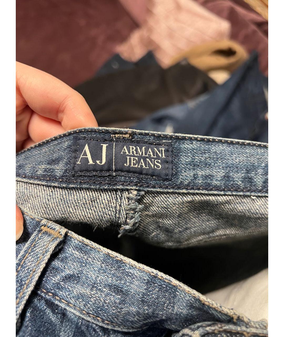 ARMANI JEANS Голубые хлопковые джинсы клеш, фото 3