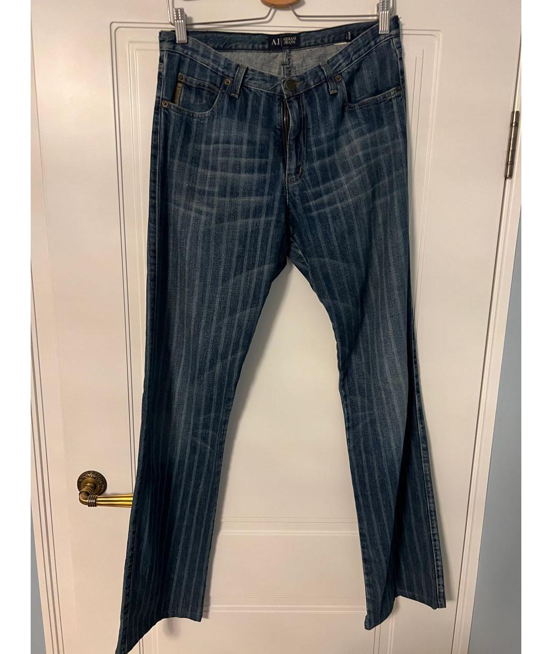 ARMANI JEANS Голубые хлопковые джинсы клеш, фото 5