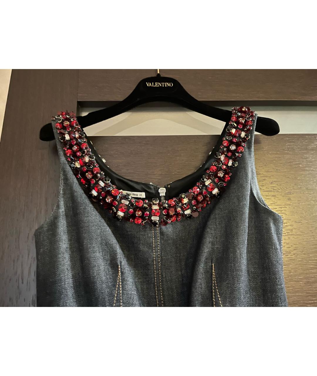 MIU MIU Синее деним коктейльное платье, фото 3