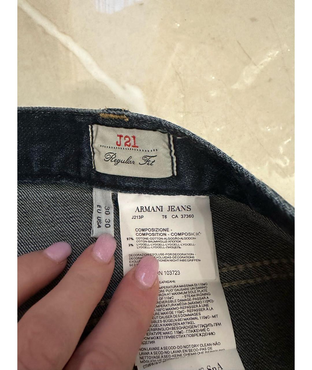 ARMANI JEANS Синие хлопковые джинсы, фото 3