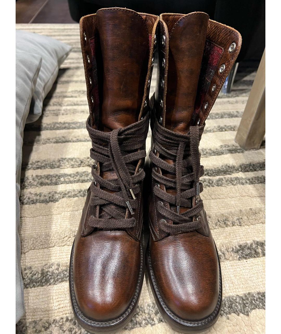 CHANEL Коричневые кожаные ботинки, фото 2