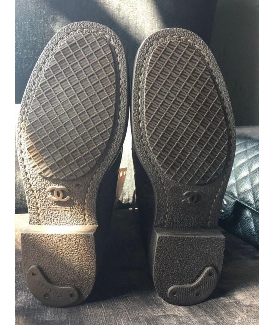 CHANEL Коричневые кожаные ботинки, фото 5