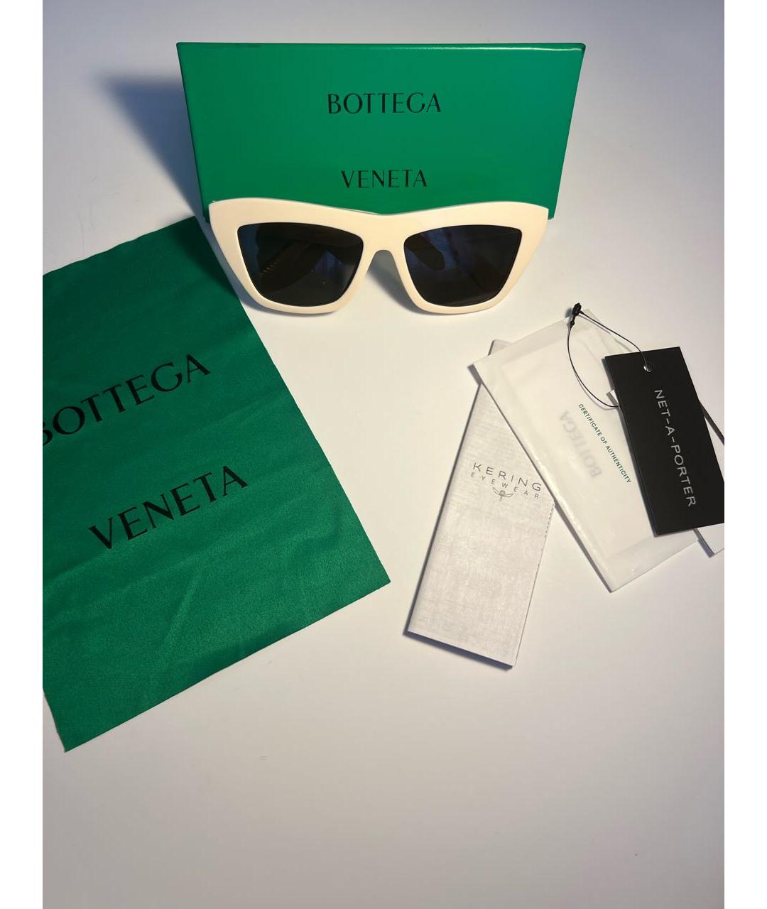 BOTTEGA VENETA Белые пластиковые солнцезащитные очки, фото 3
