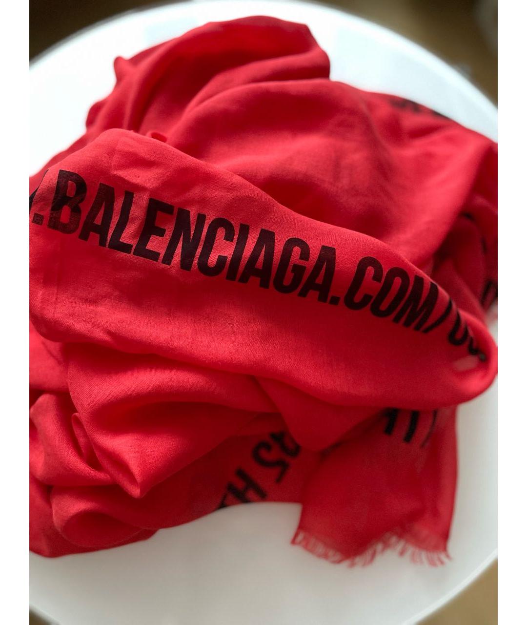 BALENCIAGA Красный шелковый платок, фото 2