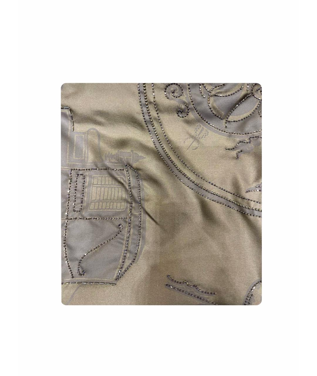 HERMES PRE-OWNED Хаки шелковый платок, фото 1