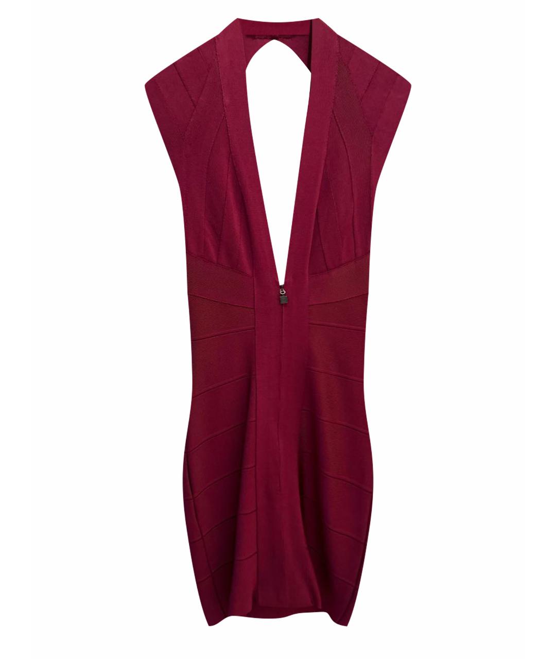 HERVE LEGER Бордовое полиамидовое коктейльное платье, фото 1