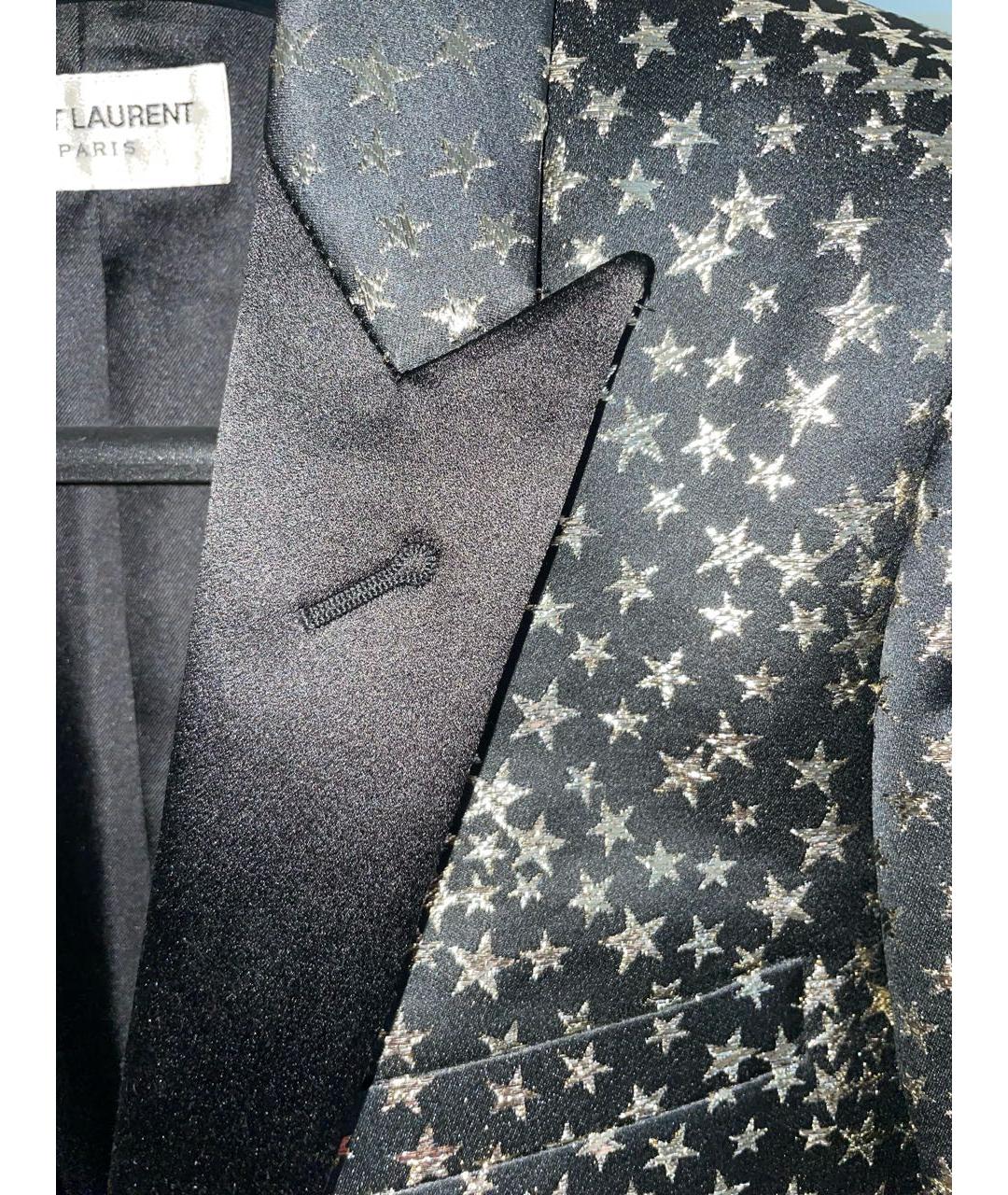 SAINT LAURENT Черный атласный жакет/пиджак, фото 3