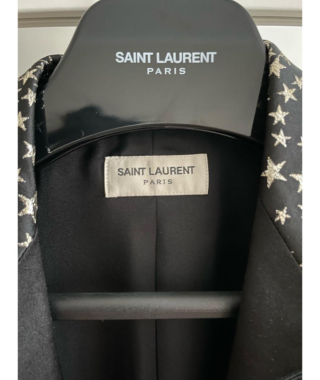 SAINT LAURENT Черный атласный жакет/пиджак, фото 4