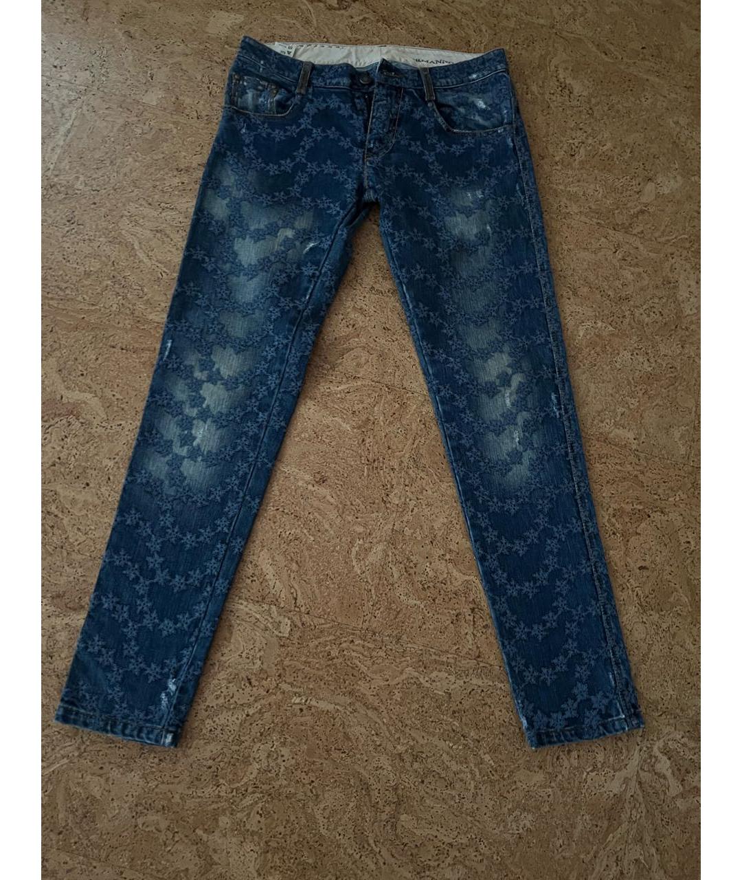 ERMANNO SCERVINO Голубые хлопковые джинсы слим, фото 6