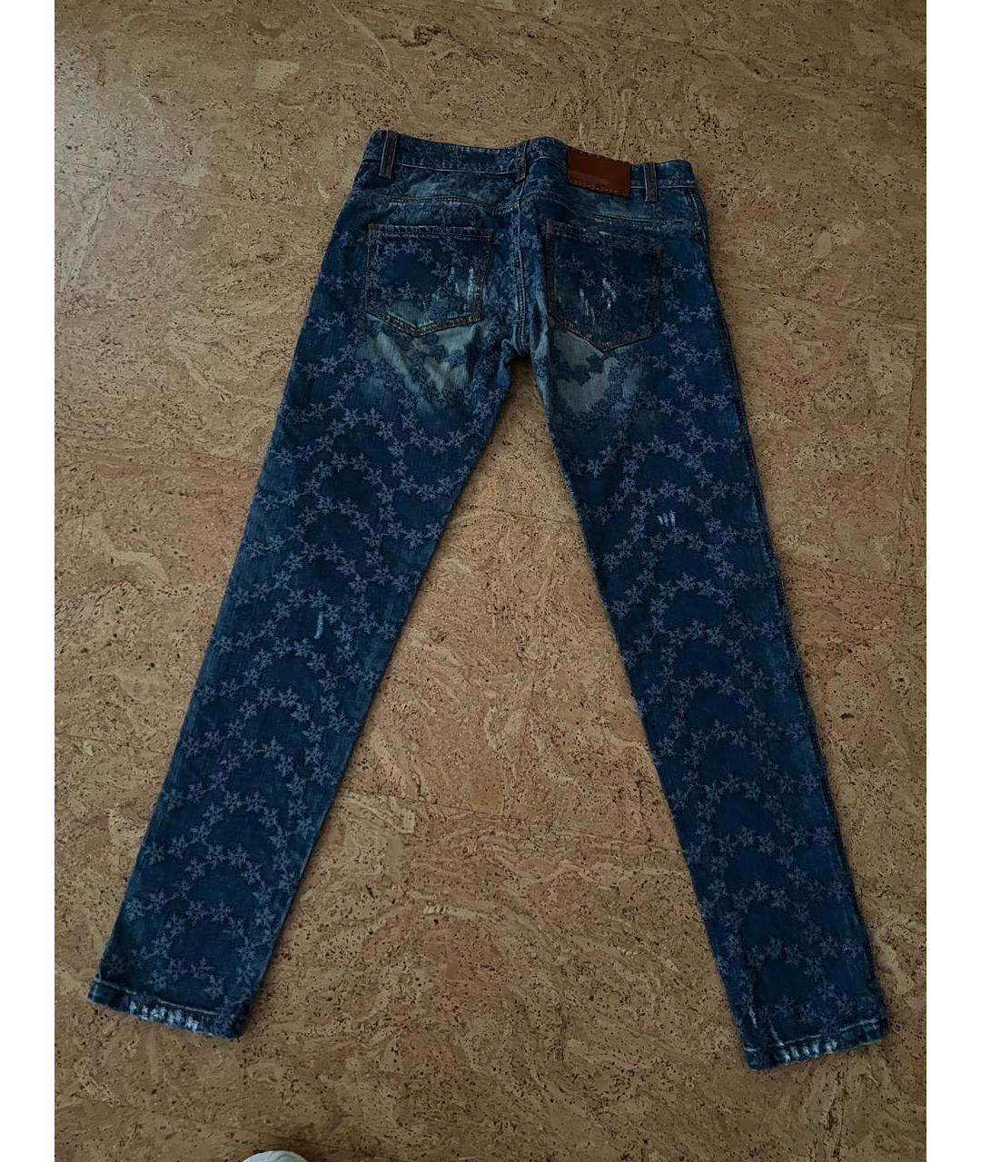 ERMANNO SCERVINO Голубые хлопковые джинсы слим, фото 2