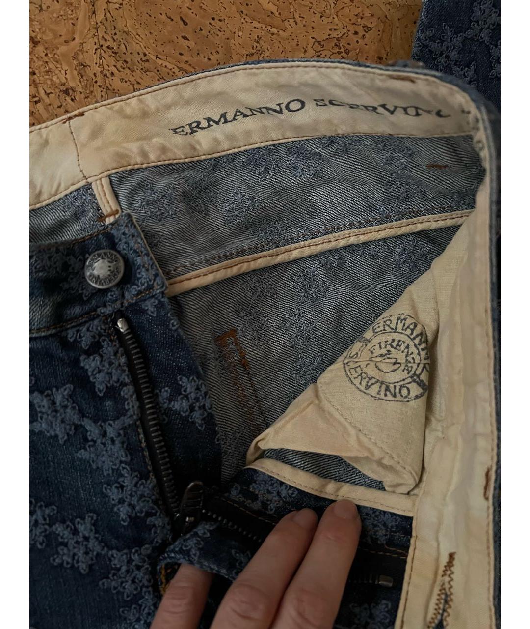 ERMANNO SCERVINO Голубые хлопковые джинсы слим, фото 3