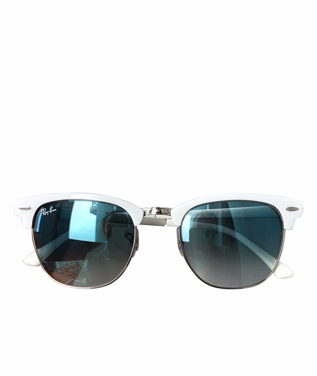RAY BAN Белые металлические солнцезащитные очки, фото 1