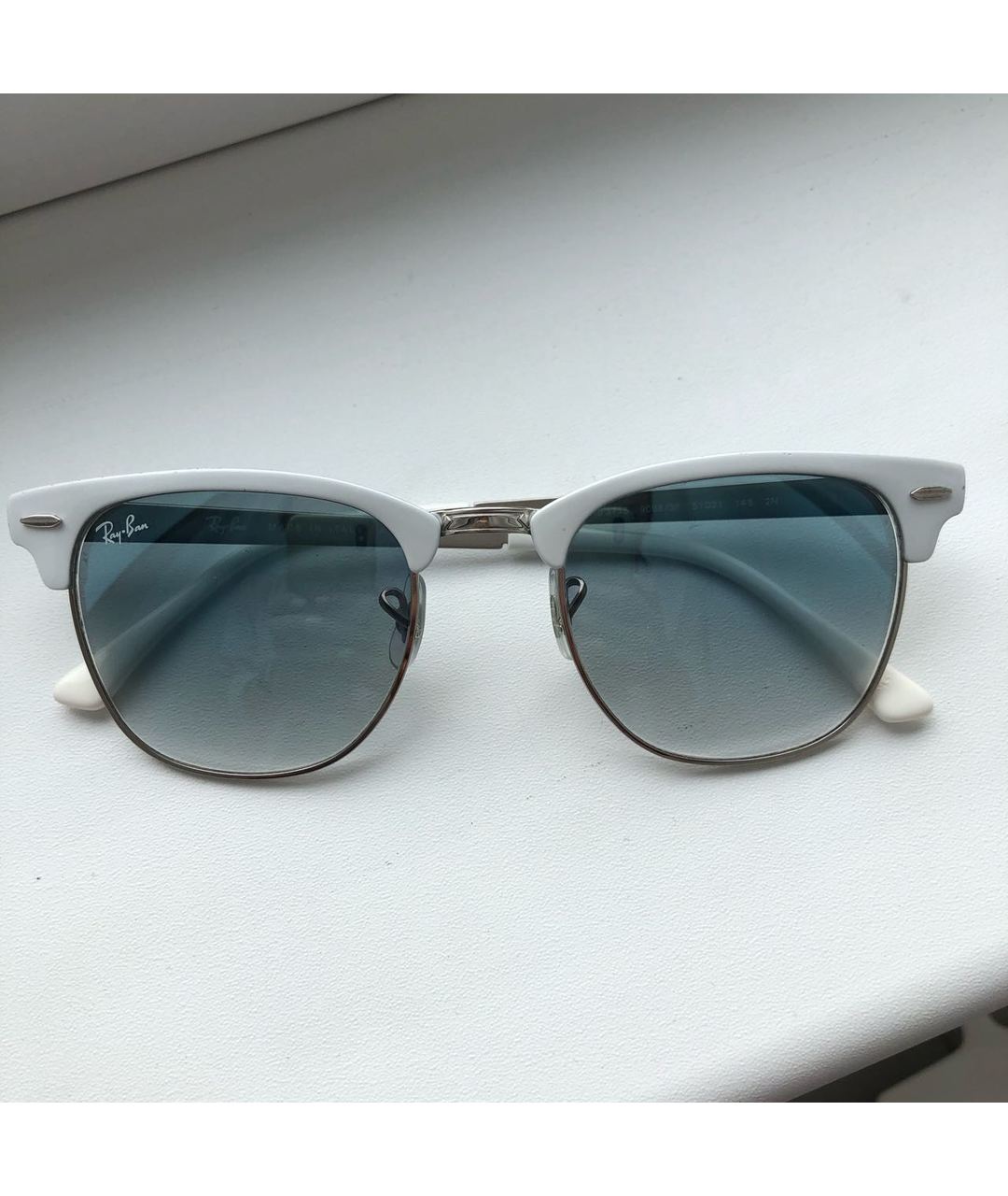 RAY BAN Белые металлические солнцезащитные очки, фото 4