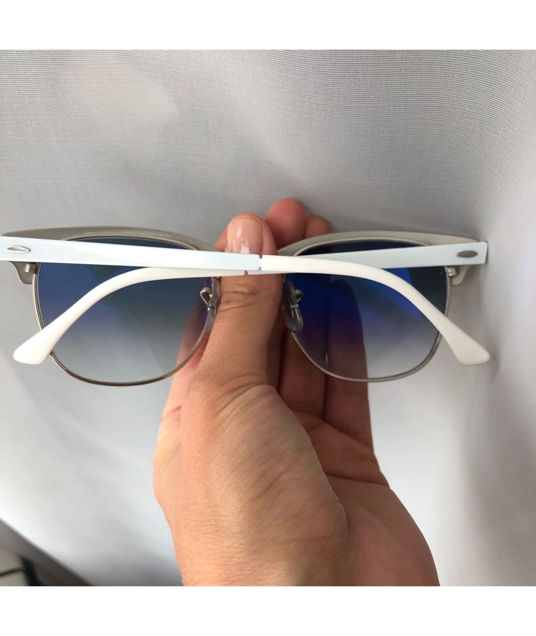 RAY BAN Белые металлические солнцезащитные очки, фото 5