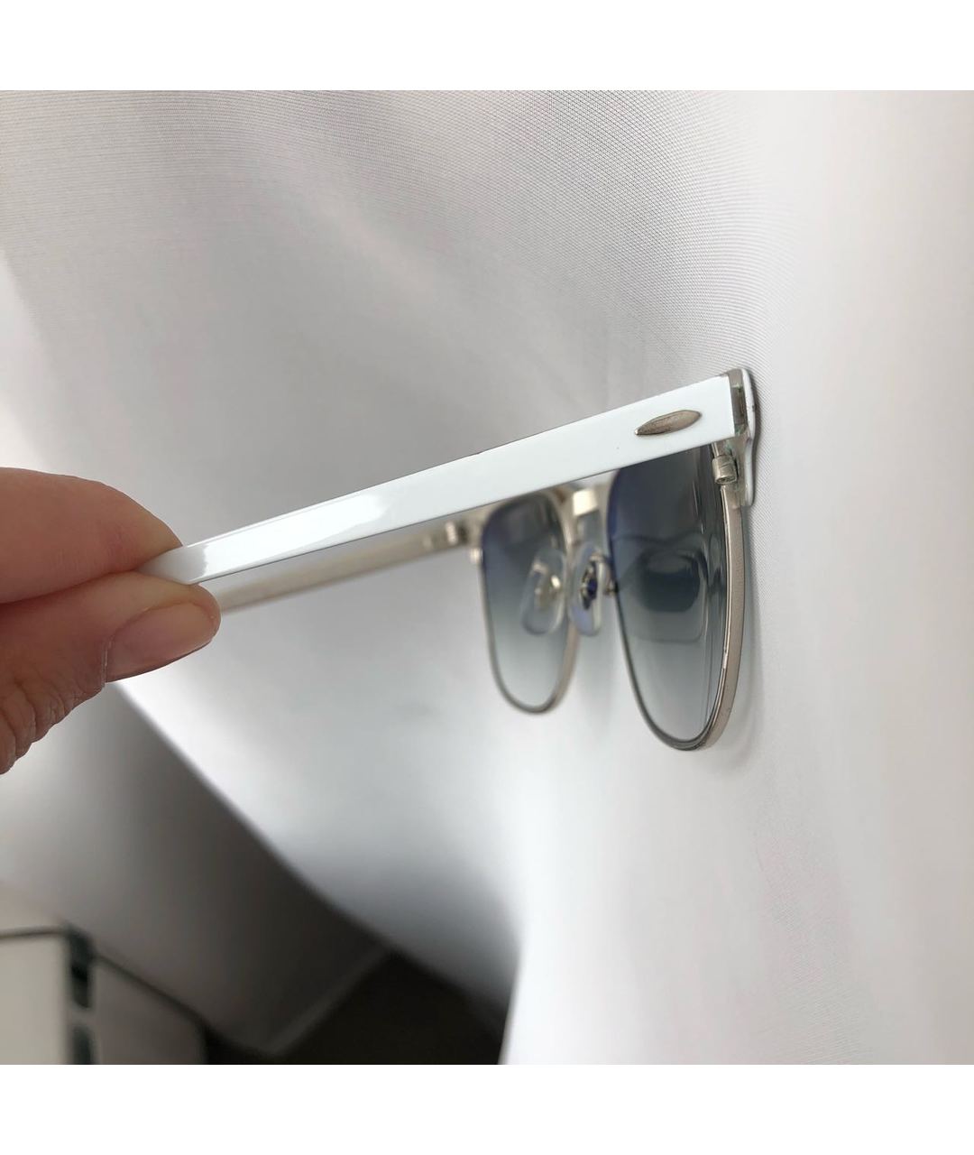 RAY BAN Белые металлические солнцезащитные очки, фото 3
