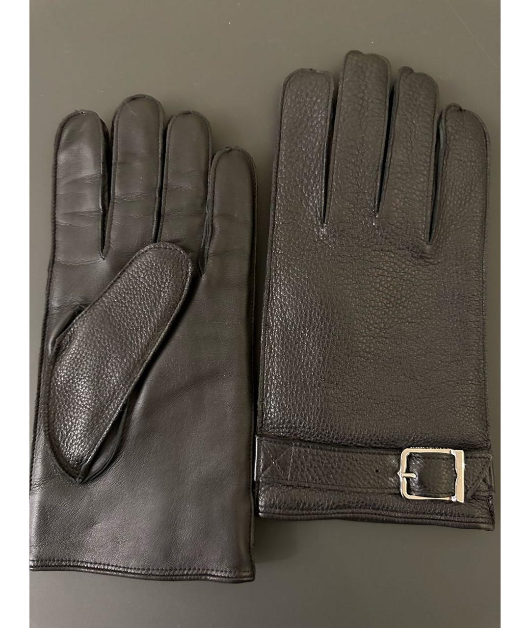 CORNELIANI Черные кожаные перчатки, фото 2