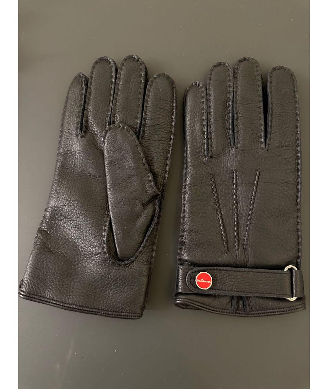 KITON Черные кожаные перчатки, фото 2