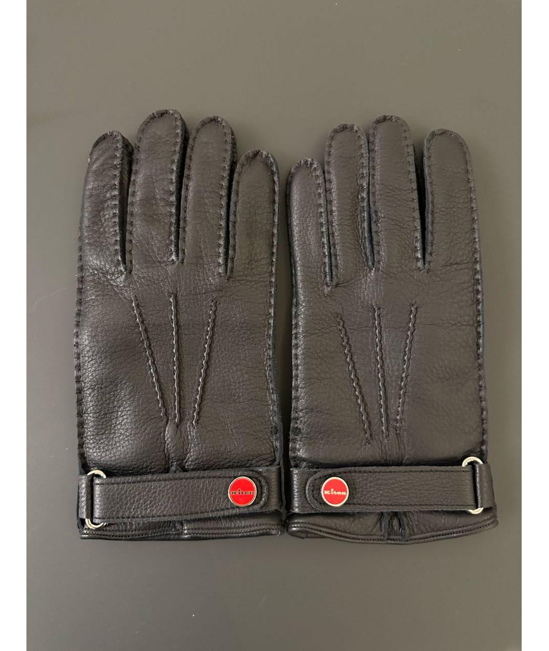 KITON Черные кожаные перчатки, фото 6